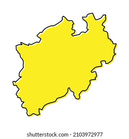 Simple outline map of North Rhine-Westphalia is a state of Germany. Stylized minimal line design