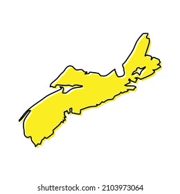 Simple outline map of Nova Scotia is a province of Canada. Stylized minimal line design