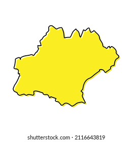 Simple outline map of Occitanie is a region of France. Stylized minimal line design