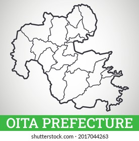 Simple outline map of Oita Prefecture, Japan. Vector graphic illustration.