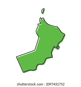 Simple outline map of Oman. Stylized minimal line design