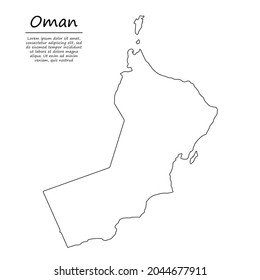 Mapa de esquema simple de Omán, silueta vectorial en estilo de línea de esbozo