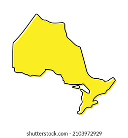 Simple outline map of Ontario is a province of Canada. Stylized minimal line design