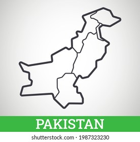 Simple outline map of Pakistan with provinces. Vector graphic illustration.
