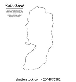 Simple Outline Map Palestine Vector Silhouette