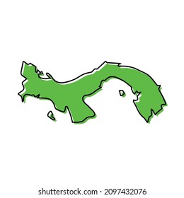Simple outline map of Panama. Stylized minimal line design