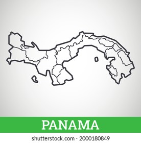 Simple outline map of Panama. Vector graphic illustration.