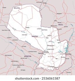 Mapa de contorno simple de Paraguay para colorear