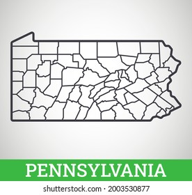 Simple outline map of Pennsylvania, America. Vector graphic illustration.