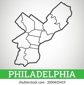 Simple Outline Map Philadelphia America Vector Stock Vector (Royalty ...