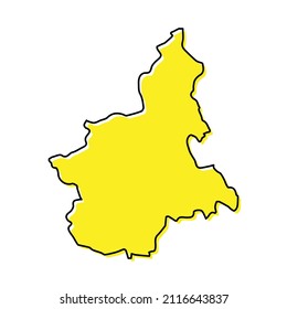 Simple outline map of Piedmont is a region of Italy. Stylized minimal line design