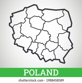 Simple outline map of Poland with provinces. Vector graphic illustration.
