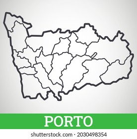 Simple outline map of Porto, Portugal. Vector graphic illustration.