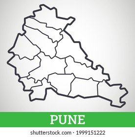 Mapa de esquema simple de Pune. Ilustración gráfica vectorial.