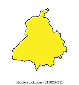 Simple outline map of Punjab is a state of India. Stylized minimal line design