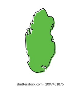 Simple outline map of Qatar. Stylized minimal line design