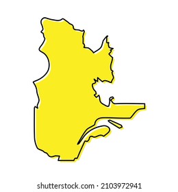 Simple outline map of Quebec is a province of Canada. Stylized minimal line design