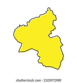 Simple outline map of Rhineland-Palatinate is a state of Germany. Stylized minimal line design