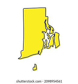 Simple outline map of Rhode Island is a state of United States. Stylized minimal line design