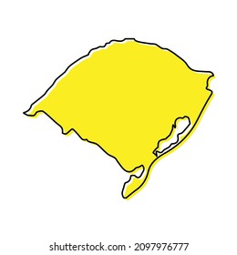 Mapa de esquema simple de Rio Grande do Sul es un estado de Brasil. Diseño de línea mínimo estilizado