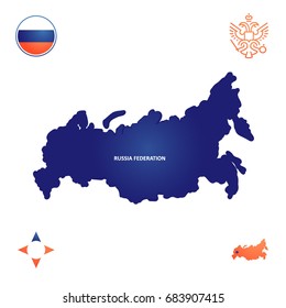 simple outline map of Russian Federation