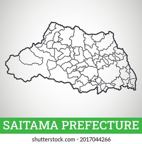 Mapa de esquema simple de la prefectura de Saitama. Ilustración gráfica vectorial.