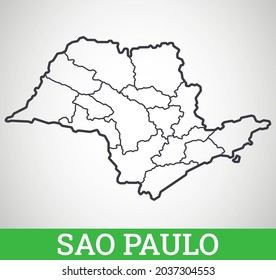 Simple outline map of Sao Paulo, Brazil. Vector graphic illustration.