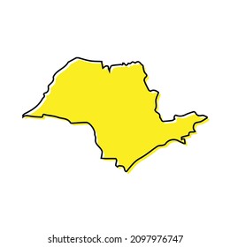 Simple outline map of Sao Paulo is a state of Brazil. Stylized minimal line design