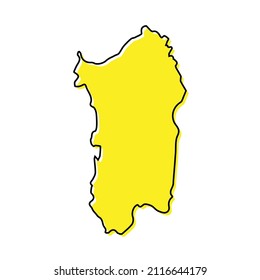 Simple outline map of Sardinia is a region of Italy. Stylized minimal line design