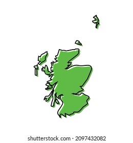 Simple outline map of Scotland. Stylized minimal line design