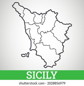 Simple outline map of Sicily Region of Italy. Vector graphic illustration.
