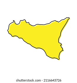 Simple outline map of Sicily is a region of Italy. Stylized minimal line design