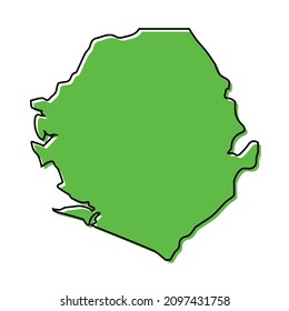 Simple outline map of Sierra Leone. Stylized minimal line design