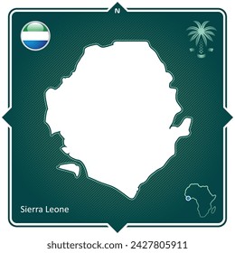 Simple outline map of Sierra Leone with national symbols