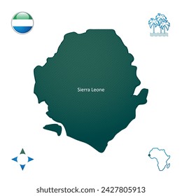 Simple outline map of Sierra Leone with national symbols