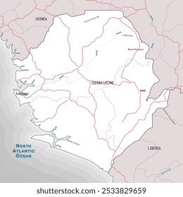 Simple outline map of Sierra Leone coloring page