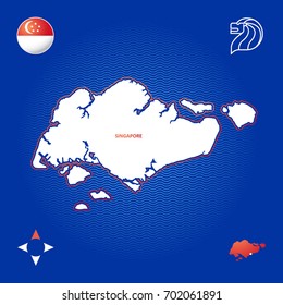 simple outline map of singapore