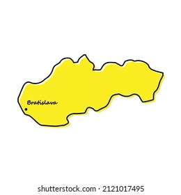 Einfache Umrisskarte der Slowakei mit Kapitallage. Stilvolles minimales Liniendesign