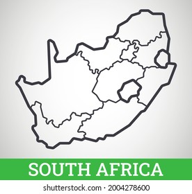 Simple outline map of South Africa. Vector graphic illustration.