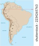 simple outline map of the south american andes mountains