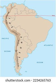 simple outline map of the south american andes mountains