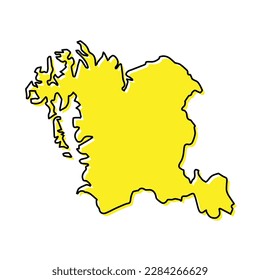 Mapa de esquema simple de Chungcheong del Sur es una región de Corea. Diseño de línea mínimo estilizado