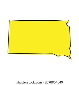 Simple outline map of South Dakota is a state of United States. Stylized minimal line design