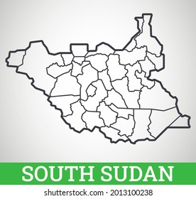Simple outline map of South Sudan. Vector graphic illustration.