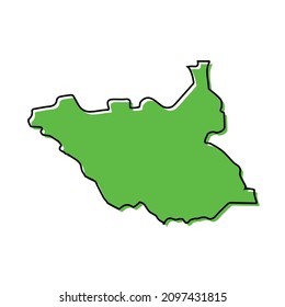 Simple outline map of South Sudan. Stylized minimal line design