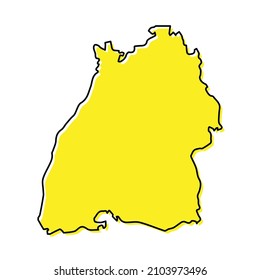 Simple outline map of Baden-Württemberg is a state of Germany. Stylized minimal line design