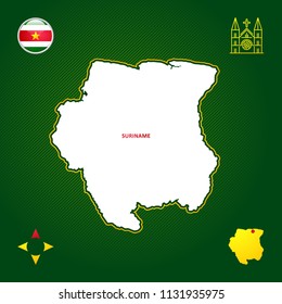 simple outline map of Suriname