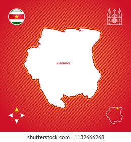 simple outline map of Suriname
