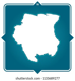 Simple outline map of Suriname compass