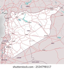 Mapa de contorno simples de Síria para colorir página